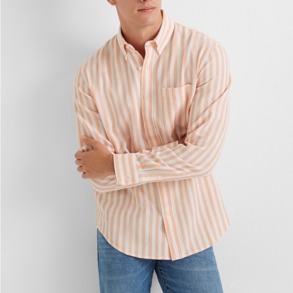 Club Monaco stripe waffle button down shirt cotton - Picture 1 of 6